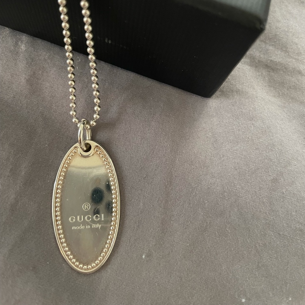 Gucci dog tag necklace